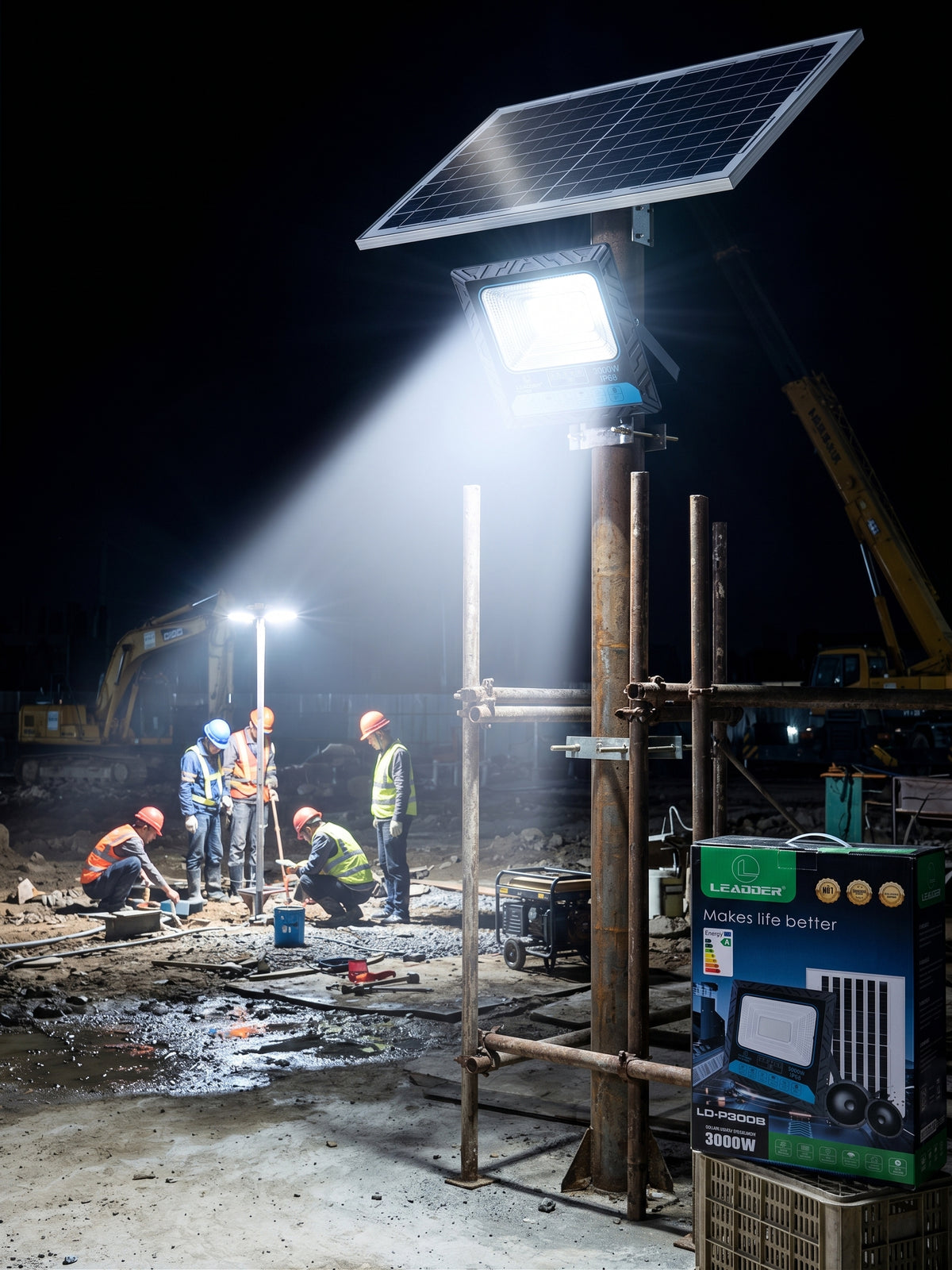 ☀️ PROJECTEUR SOLAIRE LED 3000W – LEADDER LD-P300B