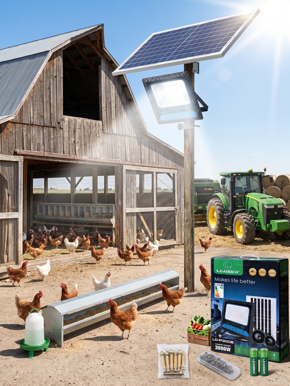 ☀️ PROJECTEUR SOLAIRE LED 3000W – LEADDER LD-P300B