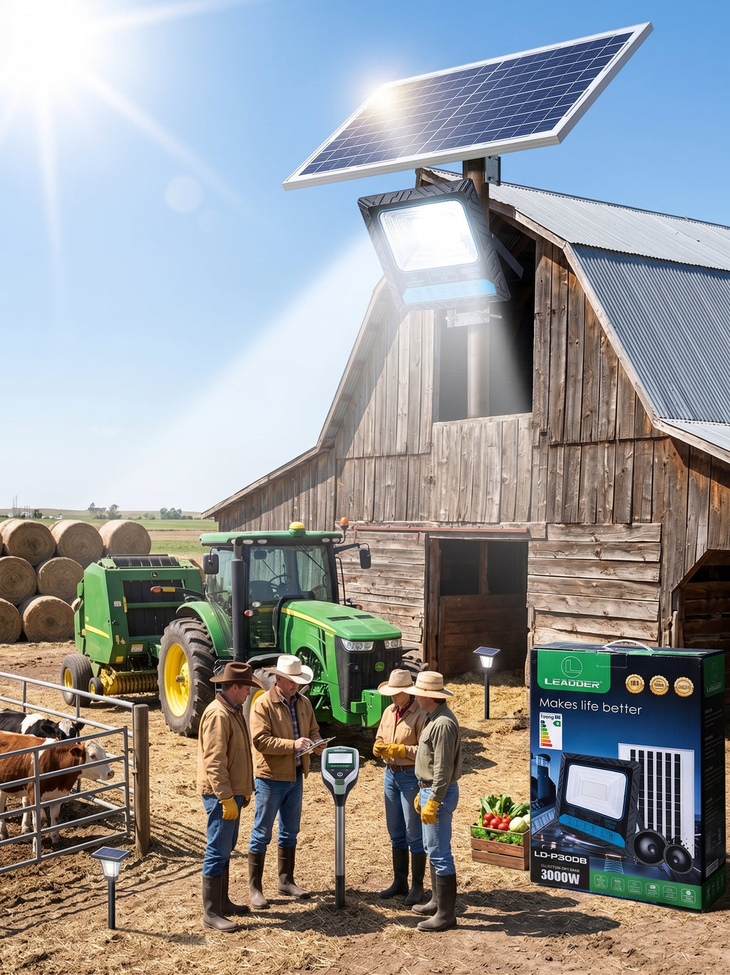☀️ PROJECTEUR SOLAIRE LED 3000W – LEADDER LD-P300B