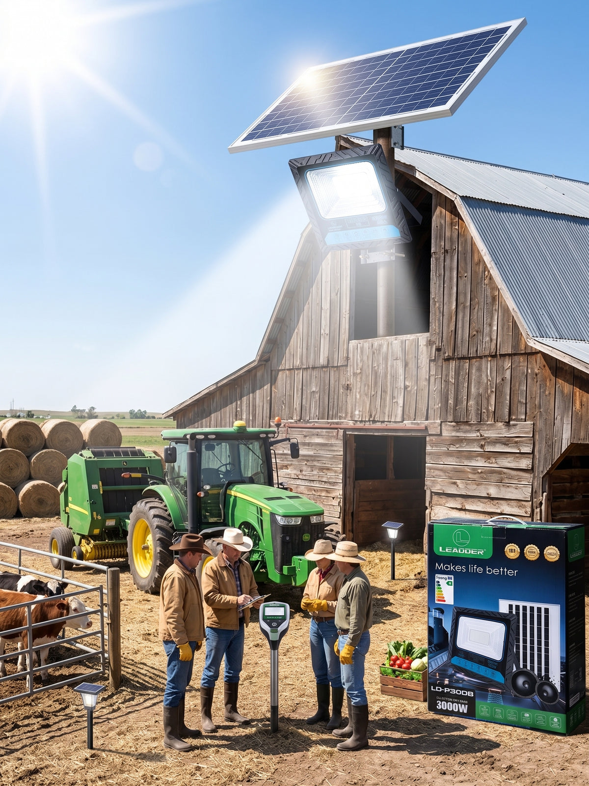 ☀️ PROJECTEUR SOLAIRE LED 3000W – LEADDER LD-P300B