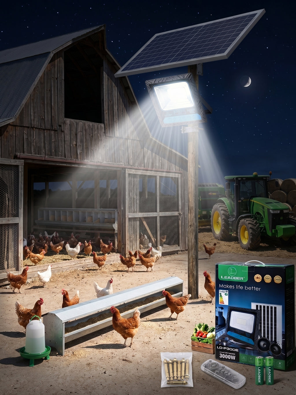 ☀️ PROJECTEUR SOLAIRE LED 3000W – LEADDER LD-P300B