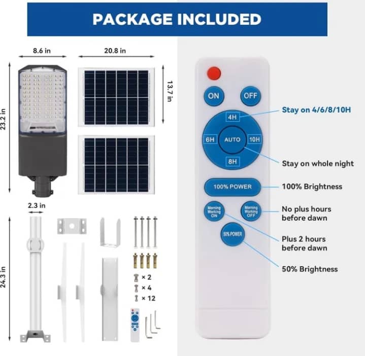 Lampadaire Solaire 7500W – Éclairage Ultra Puissant & 100% Autonome